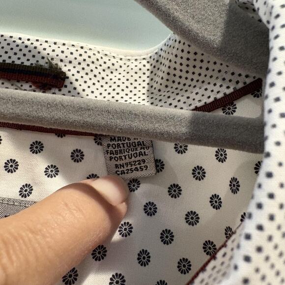 Ted Baker Shirt Mens Extra Large White Blue Floral Dot Button Up Dress Casual‎ - Picture 8 of 10